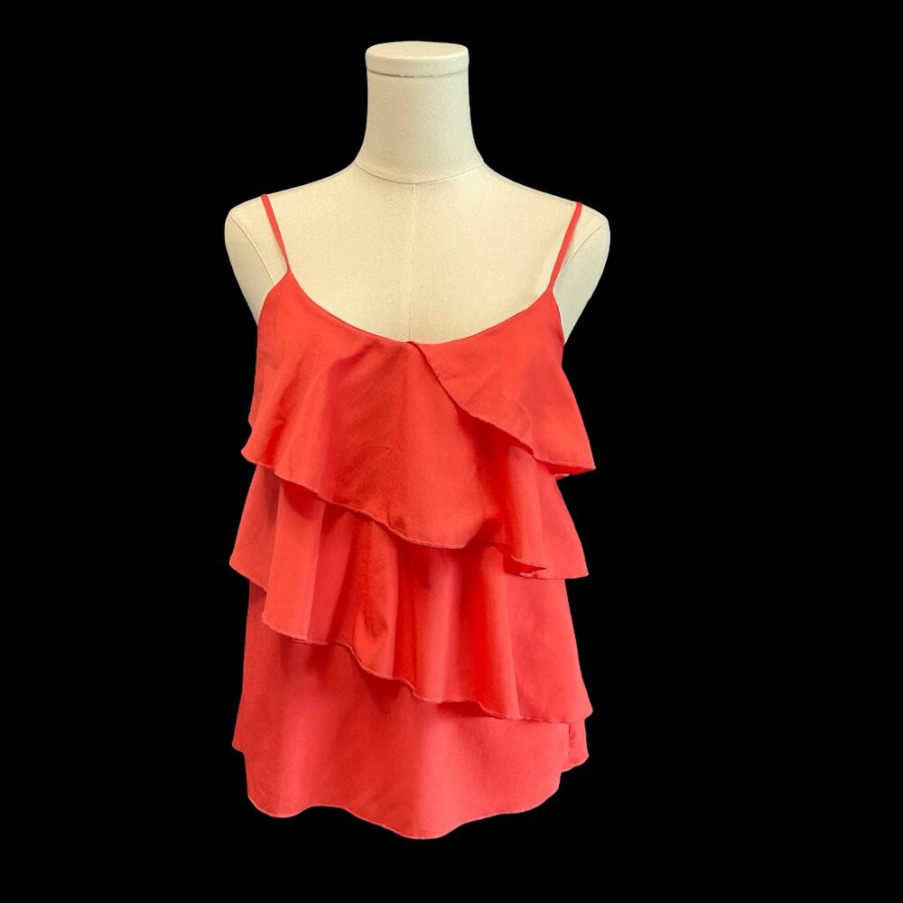 Salmon Tiered Ruffle Tank Top w/ Spaghetti Straps
